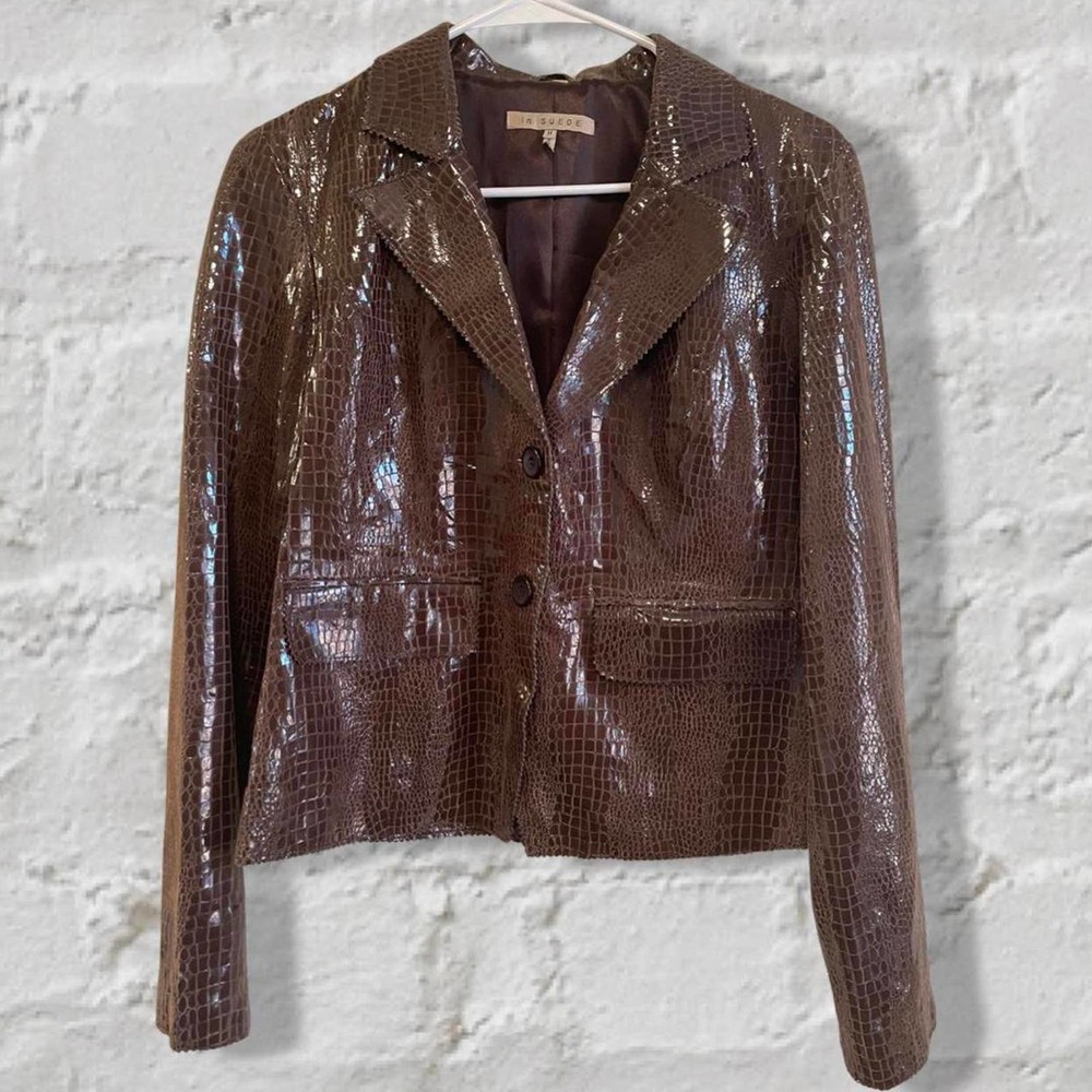 Snakeskin leather jacket with polyester